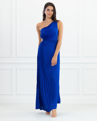 NEW | Asymmetric Pleated Cut Out Maxi Dress | Royal Blue