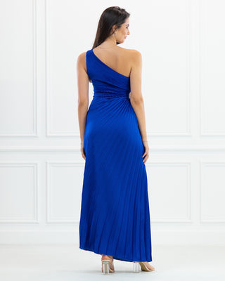 NEW | Asymmetric Pleated Cut Out Maxi Dress | Royal Blue