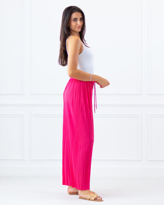 NEW | Tie Waist Pleated Trousers | Fuchsia