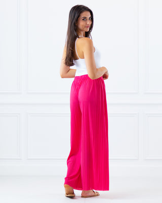 NEW | Tie Waist Pleated Trousers | Fuchsia